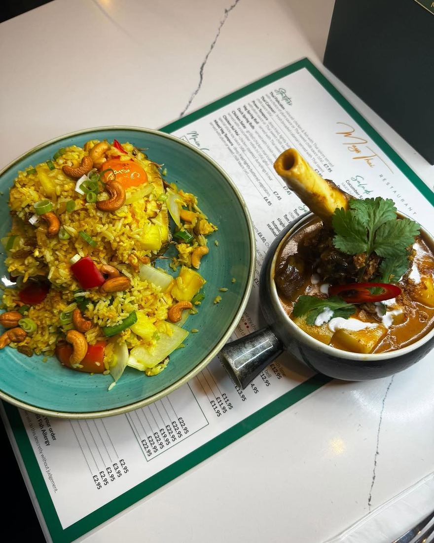 Lamb shank massaman curry with pineapple fried rice