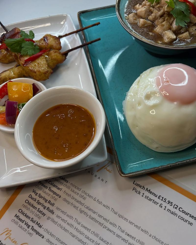 Chicken satay and curry from the lunch menu
